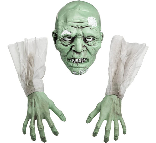 Decoraciones De Halloween Zombie Face And Arms Lawn Sta...