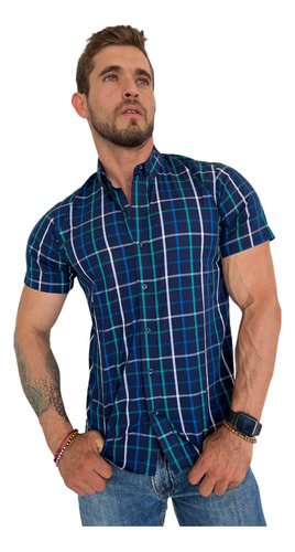 Camisa De Cuadros Corte Slim Fit Para Caballero 100% Algodón