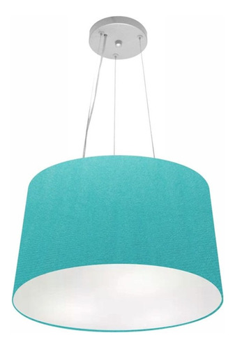 Lustre Pendente Cone Md-4153 Cúpula Em Tecido Azul Turquesa