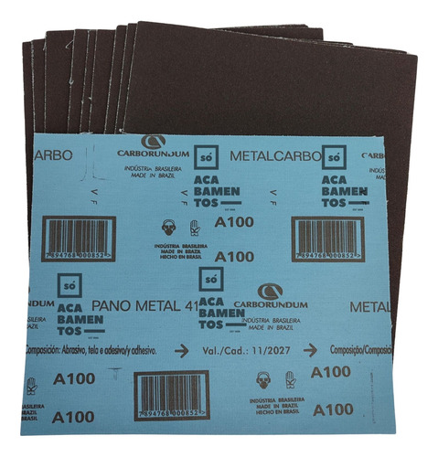 Kit Com 10 Folhas De Lixa Ferro Metal Aço Ferrugem Car41