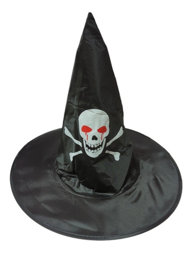 Gorro Bruja Negro Calavera Halloween Disfraz Cotillon