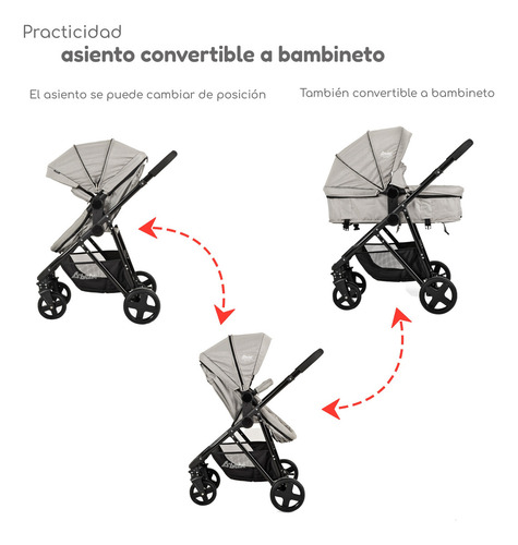 Carriola D Bebe Travel System Prince Con Autoasiento Gris Negro Gris