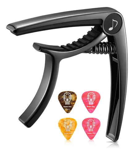 Cejilla Fender Para Guitarra - Ajustable, Negra, Para Eléctrica Y Acústica, Ligera Y Segura