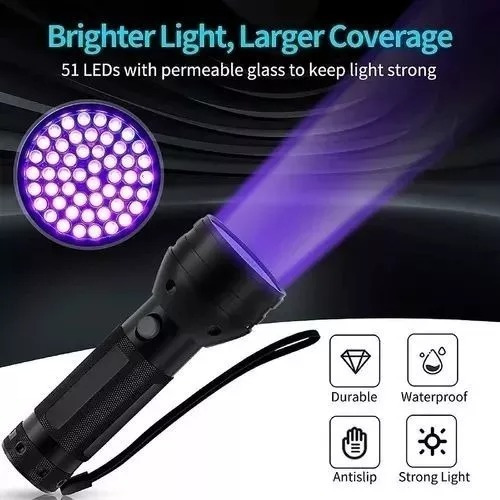 Linterna Ultravioleta 51 Led Uv Detectora Sustancias Lampara