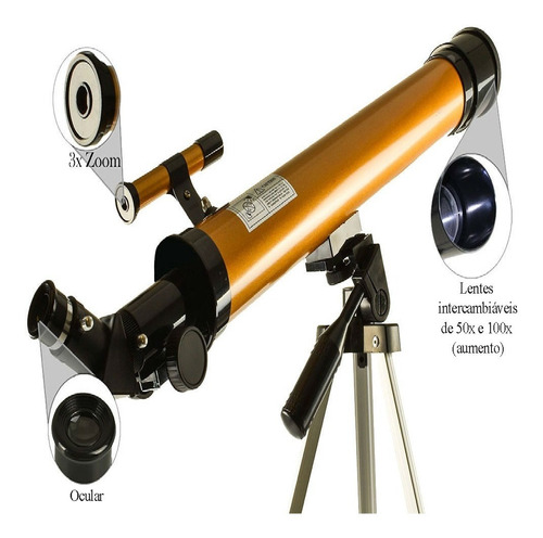 Telescopio Astronomico Refrator Profissional 50/100x Complet