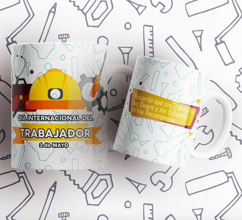 Kit Imprimible Plantillas Tazas Dia Del Trabajador M7