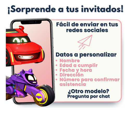 Invitación Digital Web Interactiva Animada Batwheels