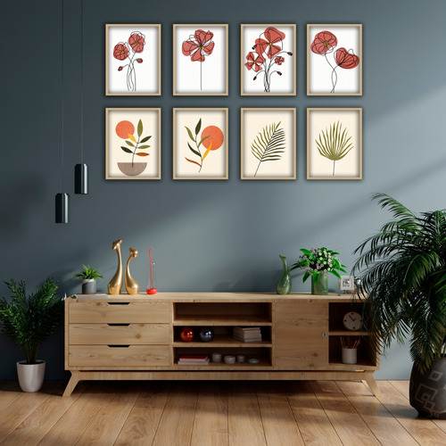 Set De 8 Cuadros 20x30 Arte Abstracto Deco Living 