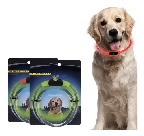 Collar Luminoso Perro Con Luz Led Recargable Usb Brillante