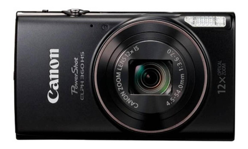  Canon PowerShot ELPH 360 HS compacta color  negro