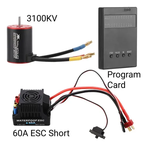 Combo Moteur Brushless 3650 3100KV + ESC 60A Étanche - 900W - Pour Voiture RC 1/10 - Sensorless