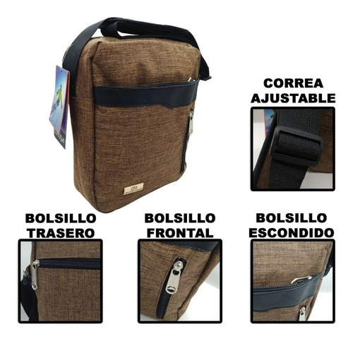 Bolso Hombre Con Correa Y Divisiones - Aconcagua