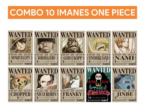 Imanes Wanted One Piece X 10 Mugiwara Arco Wano - Animeras