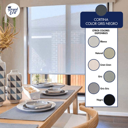 Cortina Roller 100x170 Cm Sun Screen 5% Standard Translucida Gris/negro