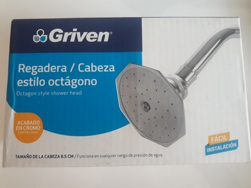 Regadera Con Brazo De Metal Cromada Octagonal Griven