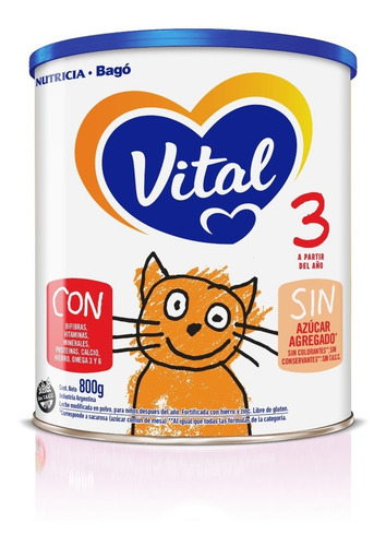 Imagen 2 de 2 de Vital 3 X 800grs. Leche En Polvo Infantil.
