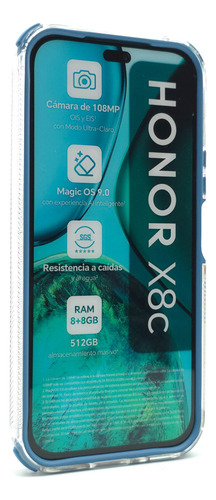 Funda + Mica Hidrogel Para Honor X8c Case Protector Rudo Shell Fosfo - Azul Honor X8c