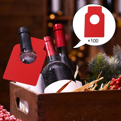 Etiquetas De Cuello De Botella De Vino De 100 Uds. Rojo