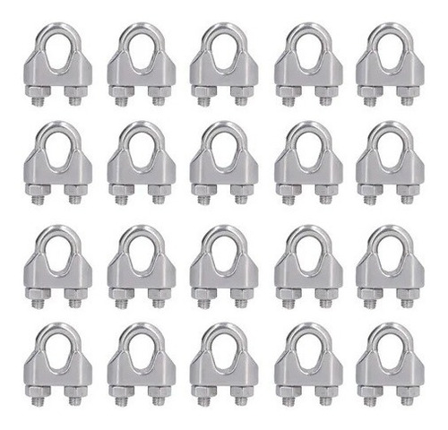 Pack 25 Grampas Galvanizadas Para Cable Acero 1/8 3mm Srl