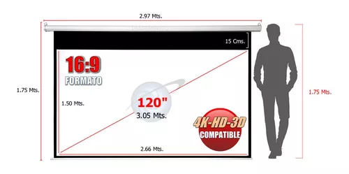 Pantalla para proyector eléctrica de 120 formato 16:9