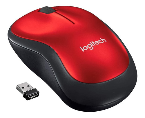 Mouse Logitech Inalámbrico M185 Rojo