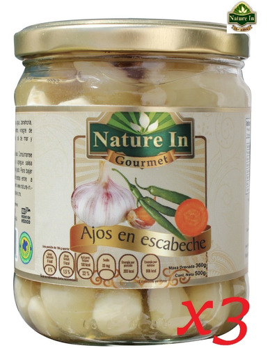 X3 Ajos En Escabeche 500g Nature In Gourmet