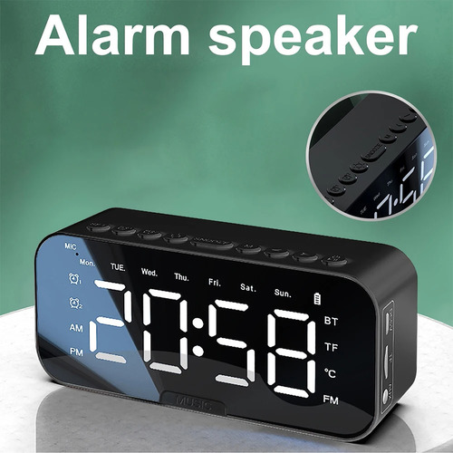 Alto-falante Bt Clock, Despertador Portátil Com Rádio Fm E