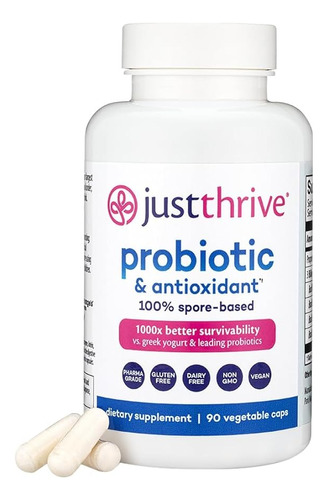 Just Thrive Probiotico Y Antioxidante De Esporas 90 Cápsulas