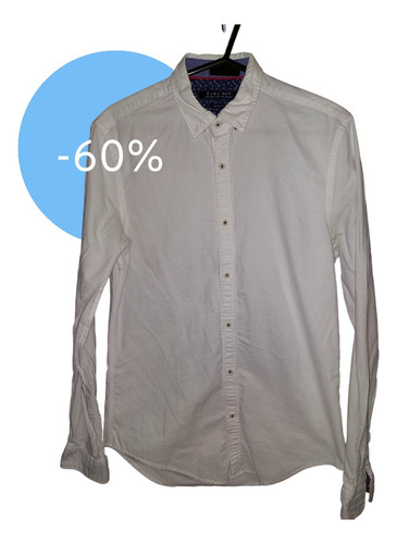 Camisa Zara Para Hombre - Talla S - Color Blanco Ahorra 60%