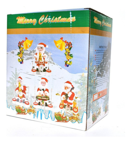 A Navidad Santa Claus Tocando El Saxofón Con Adornos