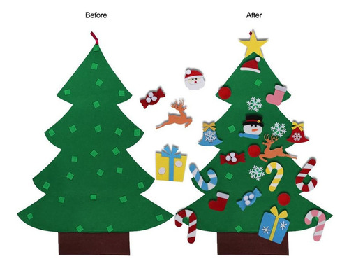 Set De Árbol De Navidad De Fieltro Con Adornos Infantiles