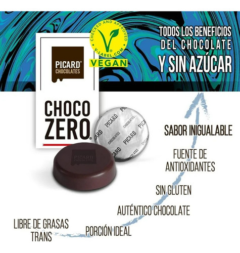 Chocolate Oscuro Sin AzĂșcar Picard Choco Zero 440g 50pz