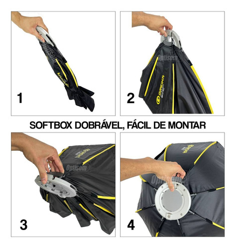 Softbox Octa Com Grid Greika 65cm Dobrável Encaixe Bowens