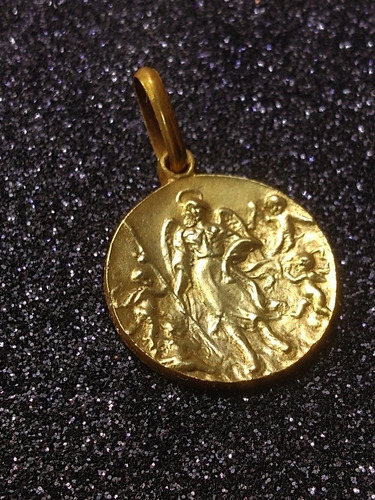 Imagen 4 de 9 de Medalla Oro 18k San Rafael #1175 Bautizo Comunión