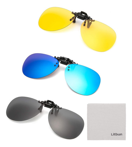 Litbun 3 Pack, Gafas De Sol Con Clip, Lente Polarizada Abati