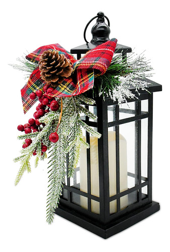 Farol Decorativo De Navidad Con Vela Led Parpadeante Sin Lla