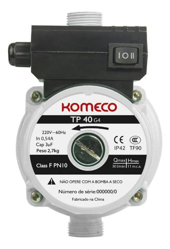 Pressurizador De Água Komeco Tp 40 G4 127v Ferro