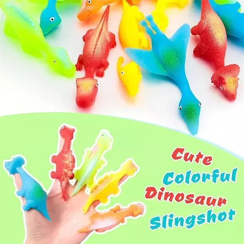 Brinquedo Kit 20 Dino Estilingue De Dinossauro Saltitante