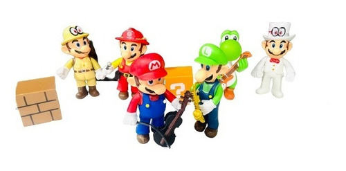 Set 6 Figuras Muñecos Mario Bros Y Sus Amigos 12 Cm