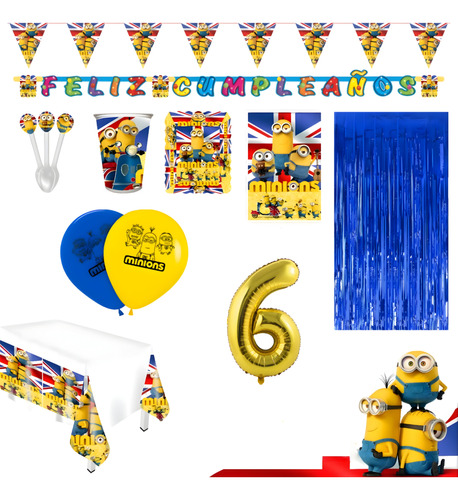 Kit Infantil Decoración Fiesta - Los Minions X20 Invitados