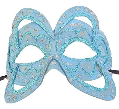 Venetian Half Mask Blue Mardi Gras Halloween Masquerade Cost