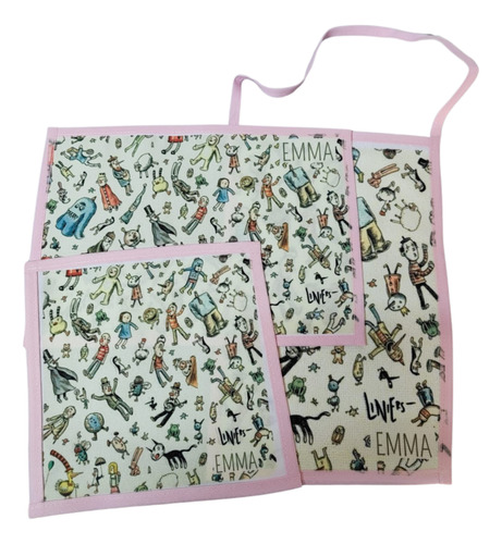 Kit Jardín Infantil Liniers Personalizado Con Lonchera Rosa