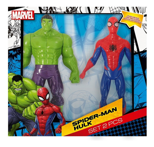 Muñeco Spiderman Hulk X2 Articulado 23cm Marvel 54507