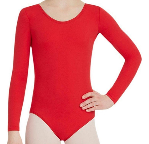 Body Leotard Algodón Manga Larga - Rojo