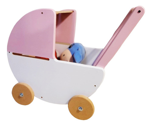 Carrito Cochecito Juguete Muñecas Bebe Montessori Pintado