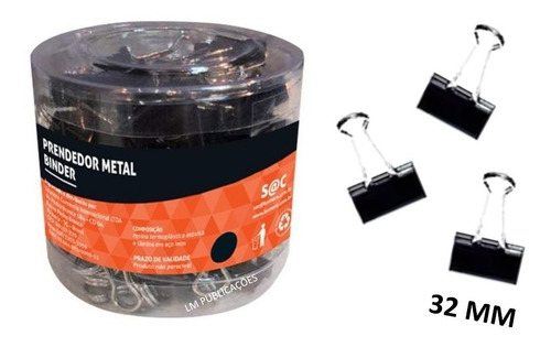 Prendedor Metal Binder 32 Mm Escritório - 2 Pts C. 24 Unid