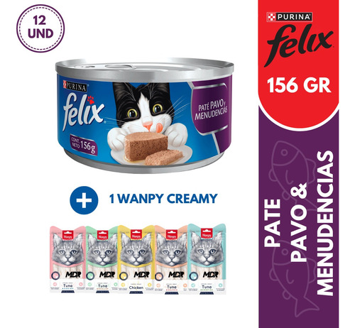 Purina Felix Pate Pavo & Menudencia Lata 156gr X12 Und | Mdr