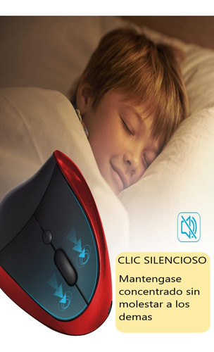 Mouse Vertical Ergonómico Inalámbrico Recargable Rojo-negro