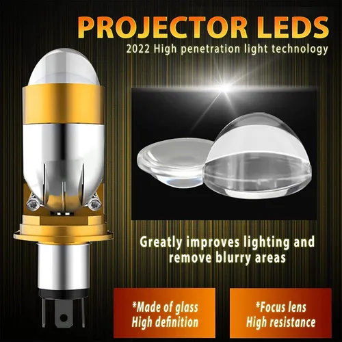 Foco Led Proyector H4 Csp 8d Lupa Auto Moto 2pz