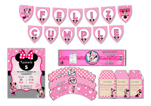 Kit Imprimible Minnie Cumpleaños %100 Editable